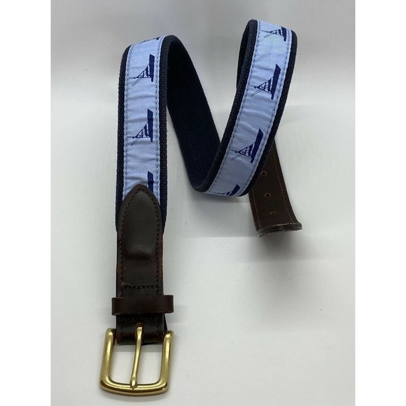Vineyard Vines Other - Vineyard Vines Men's Blue Belt w/ Boats Size 32 Canvas & Leather Preppy